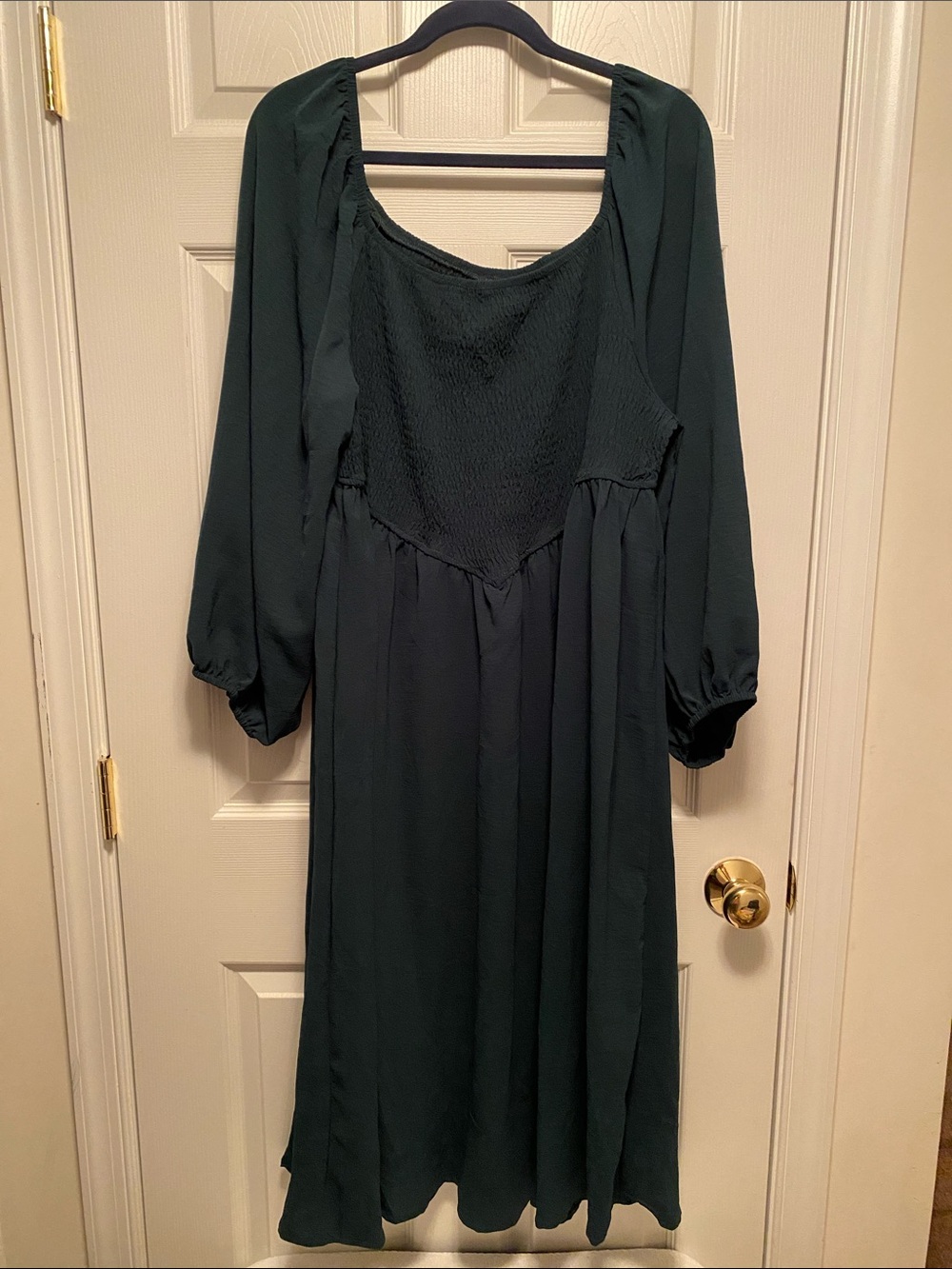 Scomchic Long Sleeve Smocked Empire Waist Dress…size 3XL